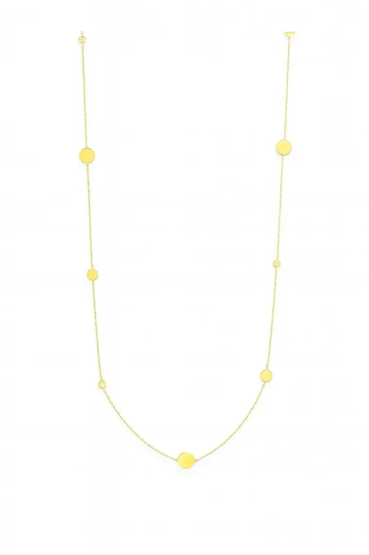 Long Disc Necklace in 14K Yellow Gold