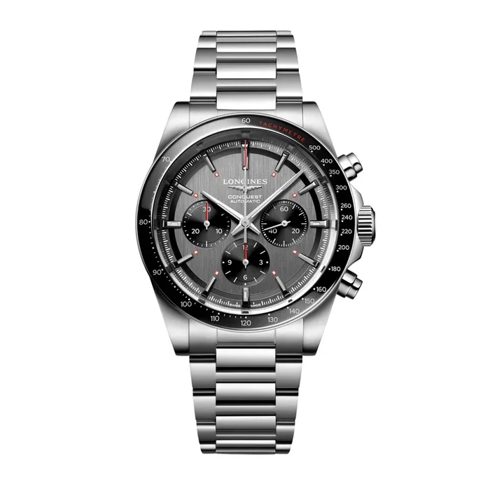 Longines Conquest Chronograph auto Ski Edition, anthracite dial, 42 mm steel bracelet L3.836.4.52.9 – Lepage