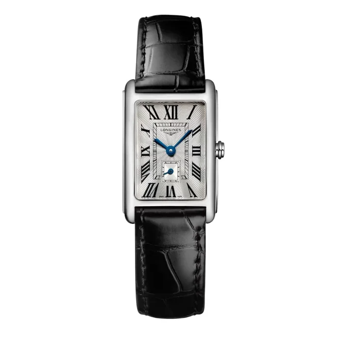 Longines DolceVita quartz watch silver dial black leather strap 20,80 x 32 mm- Lepage