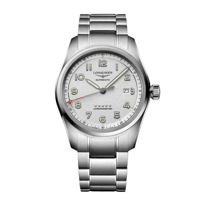 Longines Spirit auto watch, silver plated steel bracelet 42 mm, longines