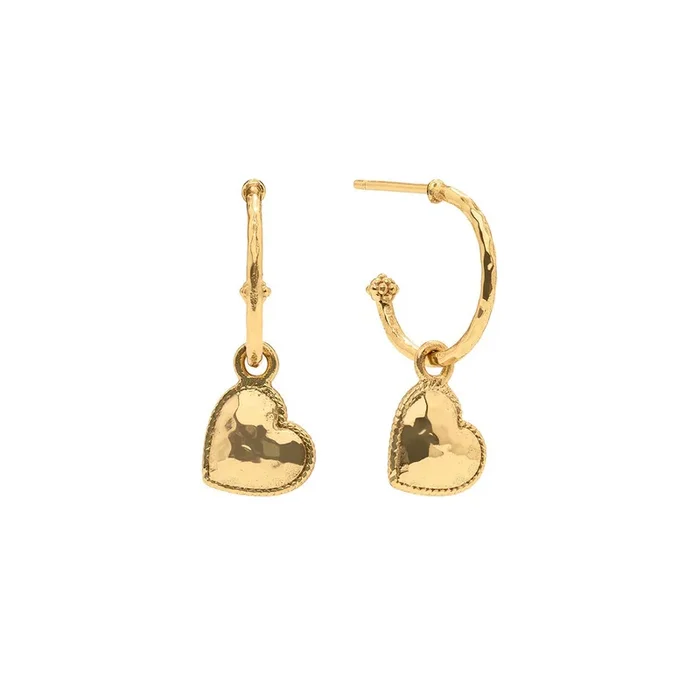 Love Hoop Earrings with Heart Charm – Gold