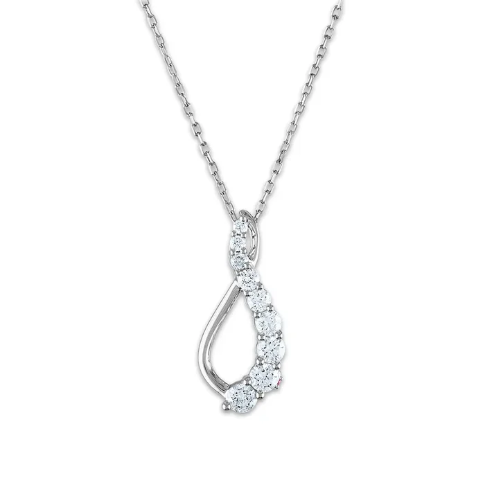 LoveSong EcoLove 3/4 CTW Lab Grown Diamond Swirl 18-inch Pendant in 10KT White Gold