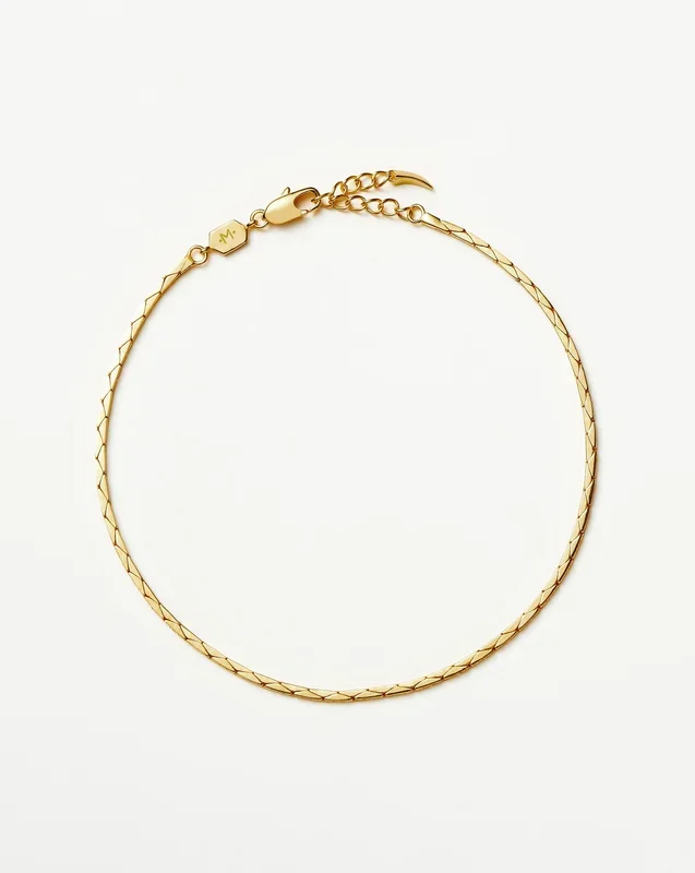 Lucy Williams Cobra Snake Chain Anklet |18ct Gold Plated