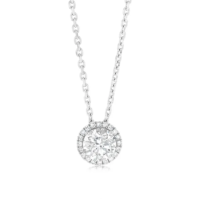 Luminesce Lab Grown 1.10 Carat Diamond Solitaire Halo Pendant Sterling Silver