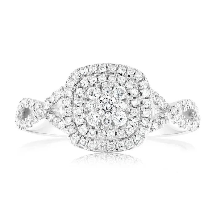 Luminesce Lab Grown 1/2 Carat Cushion Shaped Ring in Sterling Silver