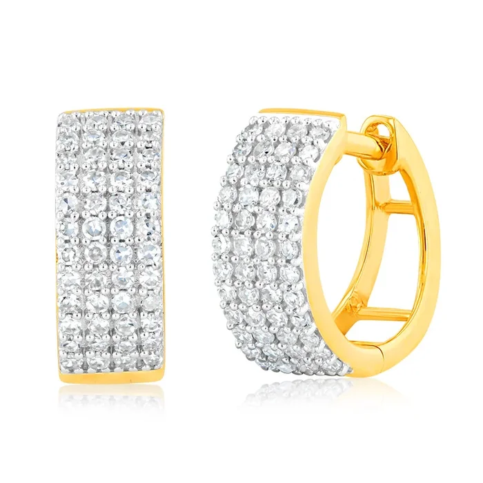 Luminesce Lab Grown 1/2 Carat Diamond Gold Plated Silver Hoop Earrings