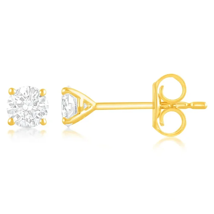 Luminesce Lab Grown 1/2 Carat Diamond Stud Earrings in 9ct Yellow Gold