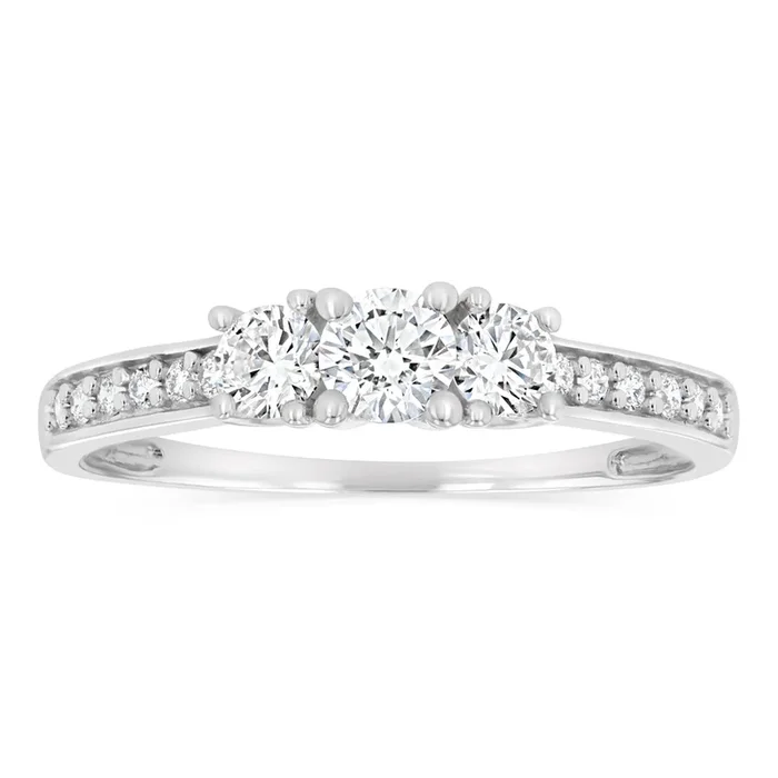 Luminesce Lab Grown 1/2 Carat Diamond Trilogy Ring in Sterling Silver