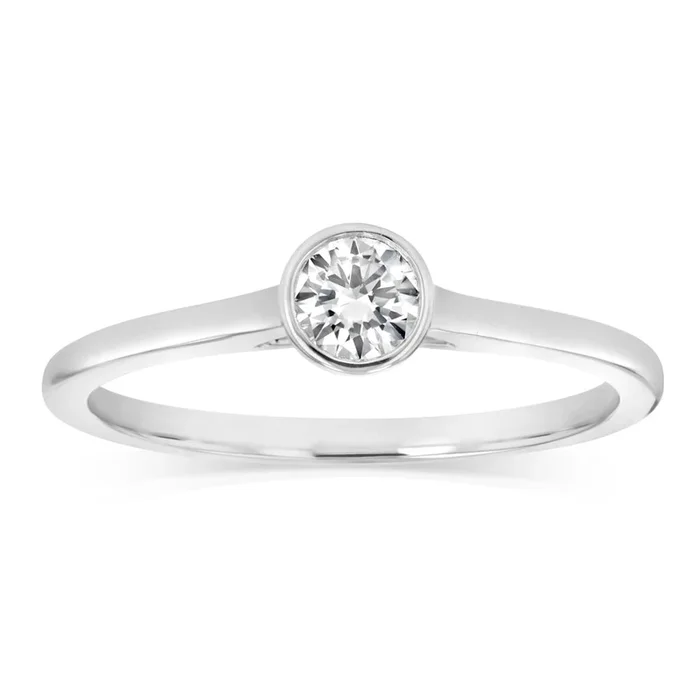 Luminesce Lab Grown 1/4 Carat Diamond Bezel Solitaire Ring in Sterling Silver