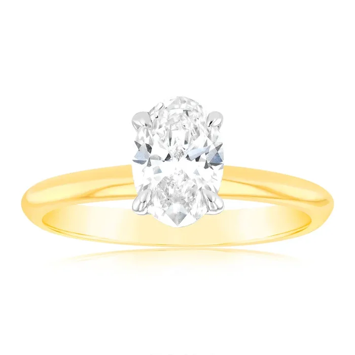 Luminesce Lab Grown 1 Carat Certified Oval Ring in 18ct Yellow Gold