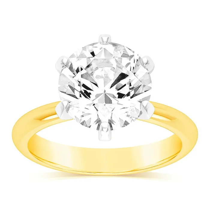 Luminesce Lab Grown 18ct Yellow Gold 5 Carat Certified Diamond Solitaire Ring