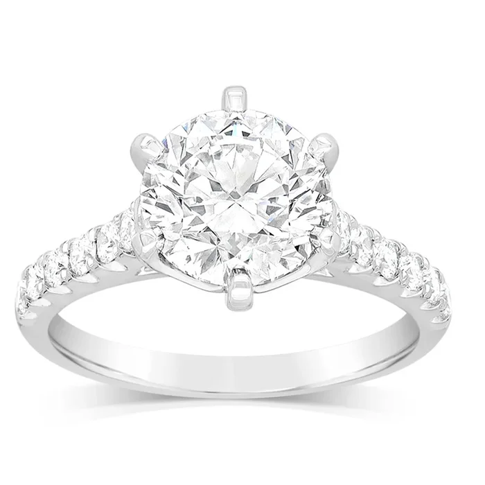 Luminesce Lab Grown 2.3 Carats Diamond Ring with 2 Carat Centre Diamond in 18ct White Gold