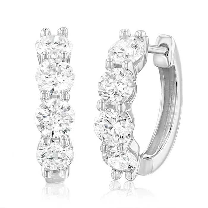 Luminesce Lab Grown 2 Carat Diamond Hoop Earrings Sterling Silver