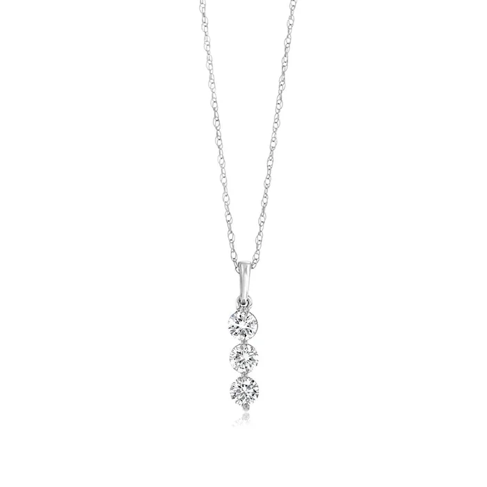 Luminesce Lab Grown 9ct White Gold 1/3 Carat Diamond 3-Stone Pendant on 45cm Chain