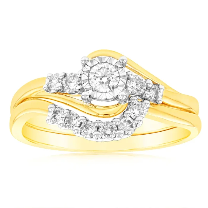 Luminesce Lab Grown 9ct Yellow Gold 1/3 Carat Diamond Bridal Set