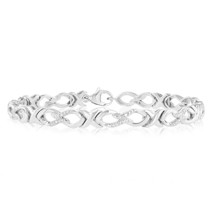 Luminesce Lab Grown Brilliant Cut Bezel Shape 0.09Ct Diamond Bracelet in Sterling Silver