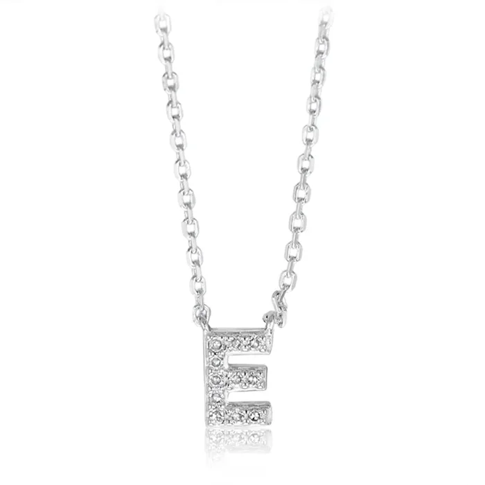 Luminesce Lab Grown Diamond “E” Pendant on Adjustable 40-45cm Chain Set in Sterling Silver