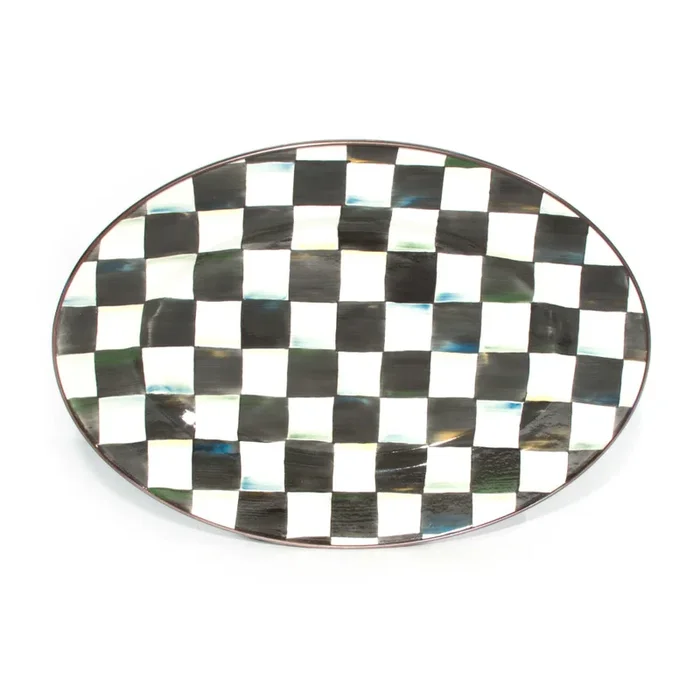 MacKenzie-Childs Courtly Check Enamel Oval Platter- Small