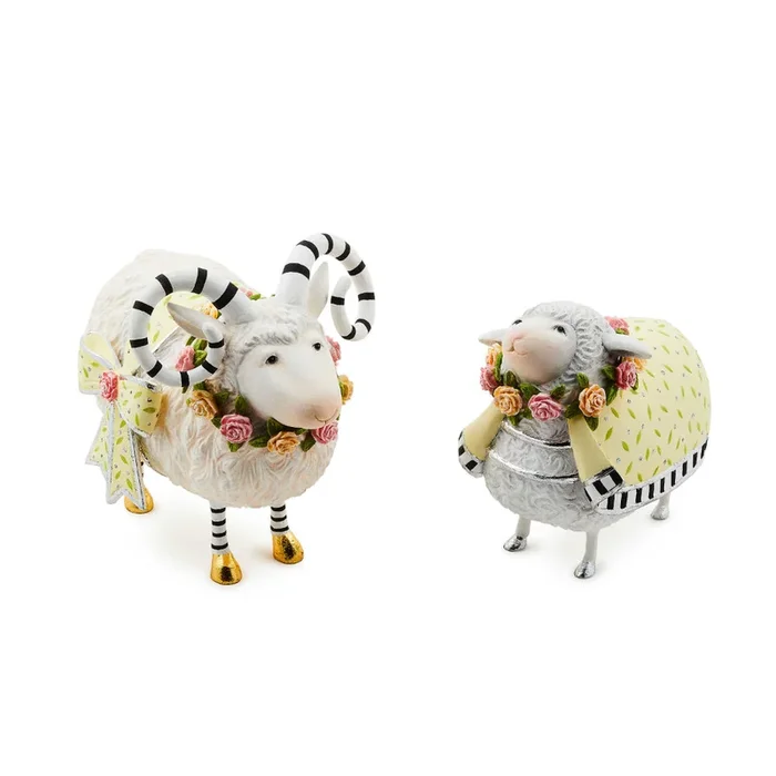 MacKenzie-Childs Patience Brewster Lydia & Liam Lamb Figures – Set of 2