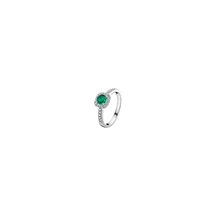 Madame Rose engagement ring white gold emerald diamonds | LEPAGE