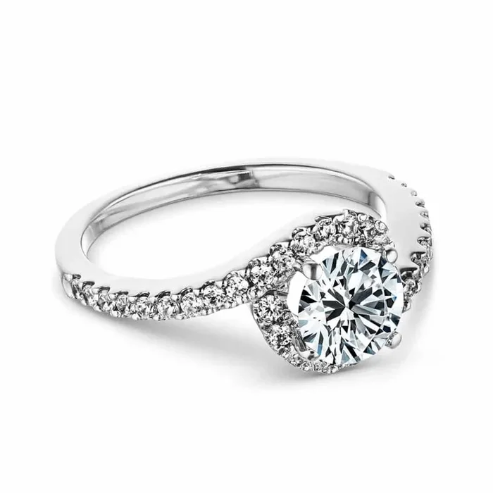 Madison Round Lab Grown Diamond Bypass Halo Engagement Ring