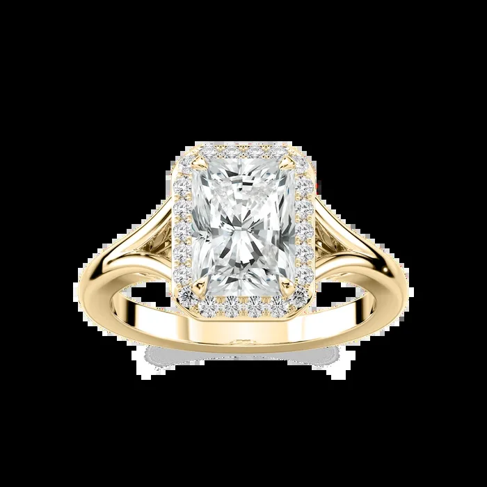 Maia Radiant Lab Grown Diamond Split Shank Halo Engagement Ring