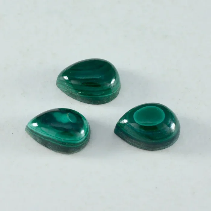 Malachite 1PC Medium 7×10 MM Pear Cabochon Green Fiery semi Precious Gems