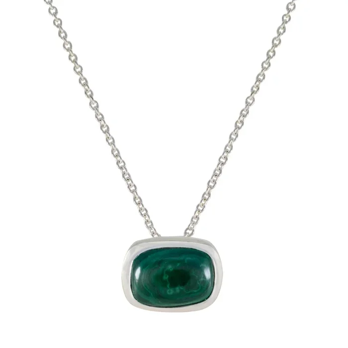 Malachite Classic Italian Sterling Silver Solitaire Aisha Sophisticated Green Pendant Jewellery