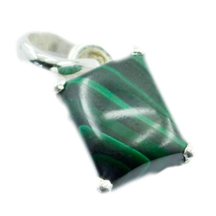 Malachite Delicate French 925 Silver Solitaire Olivia Contemporary Green Pendant Jewelry