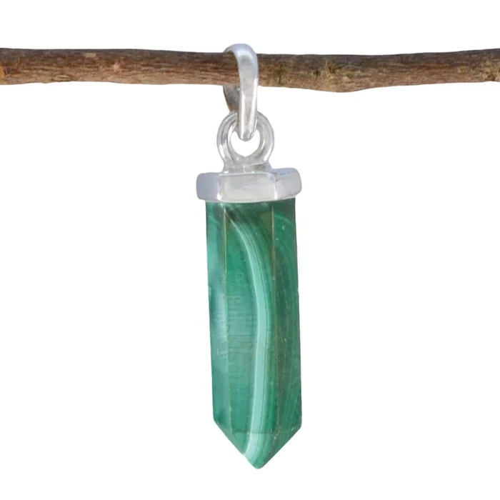 Malachite Tiny Turkish 925 Silver Solitaire Lourdes wedding Green Pendant Jewelry