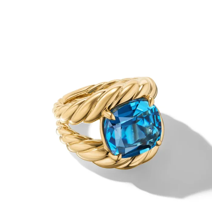 Marbella™ Ring in 18K Yellow Gold with Hampton Blue Topaz, 20mm