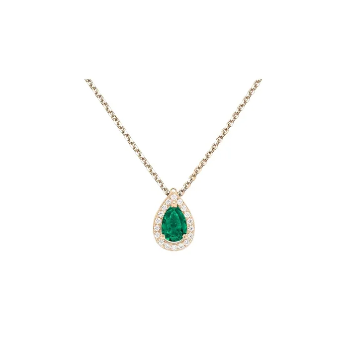 Marceau necklace in rose gold and pear-cut emerald | LEPAGE