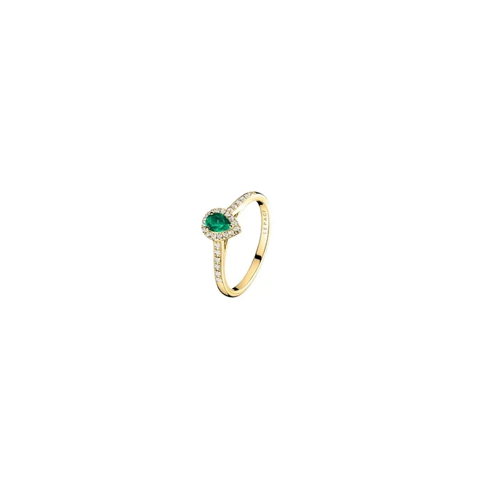 Marcel engagement ring yellow gold pear cut emerald | LEPAGE