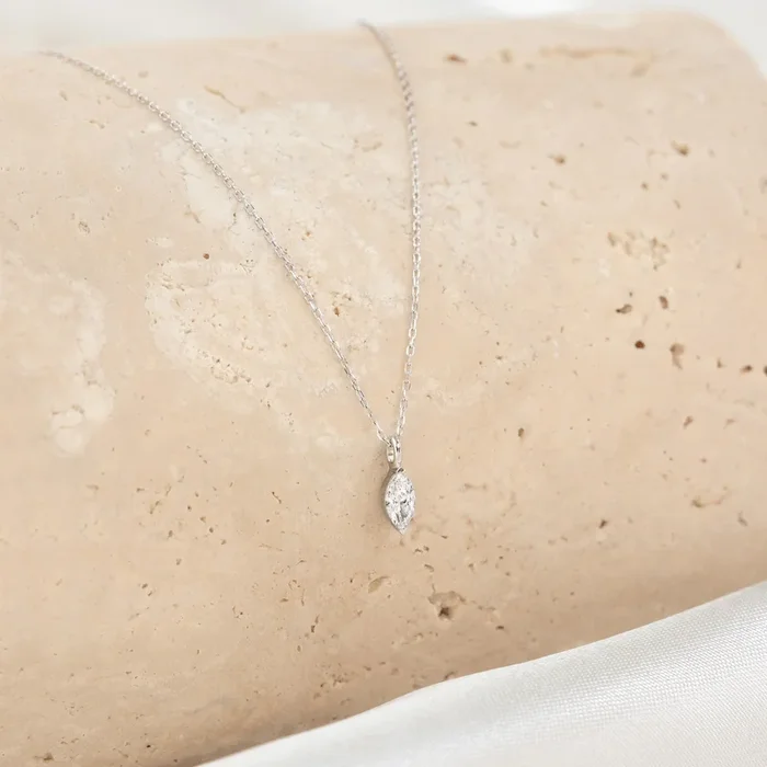 Marquise Diamond Necklace White Gold – Violetta