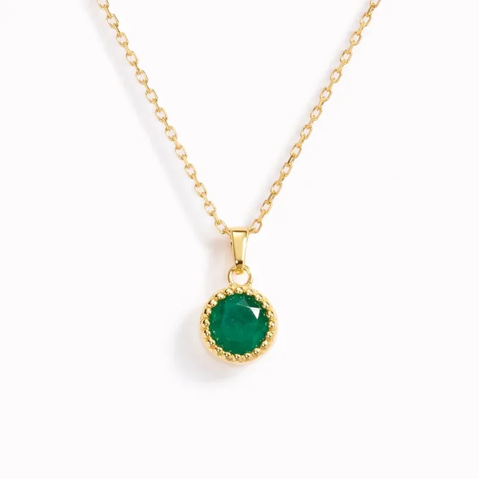 May Birthstone Necklace – Green Agate