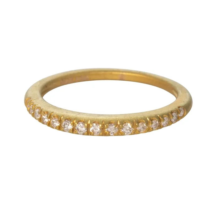 Mazza Diamond Halfway Matte 14K Gold Tapered Band