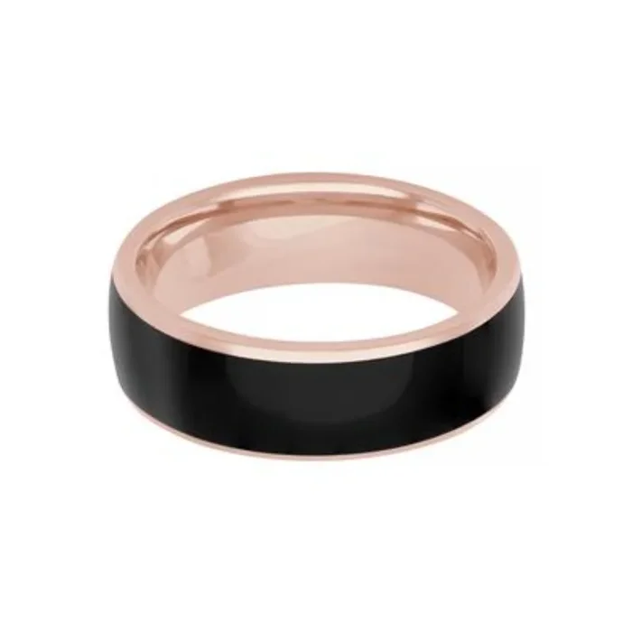Men’s 7mm Ceramic and Gold Base Carved Wedding Band