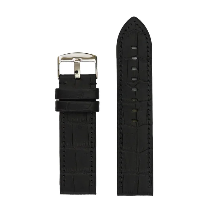 Men’s Black Genuine Alligator Grain Watch Band – 24mm
