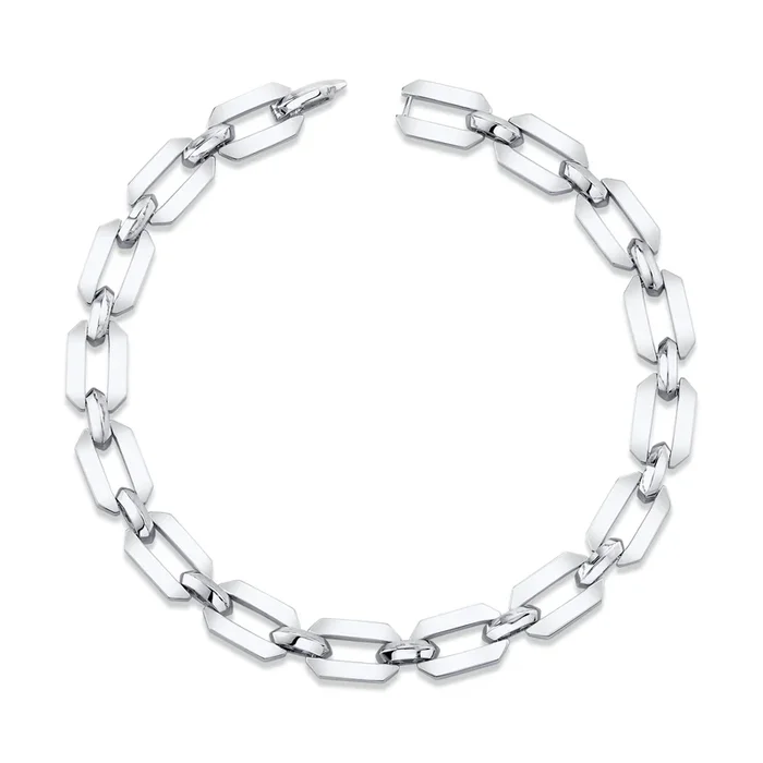 MEN’S SOLID GOLD FLAT GEO LINK BRACELET