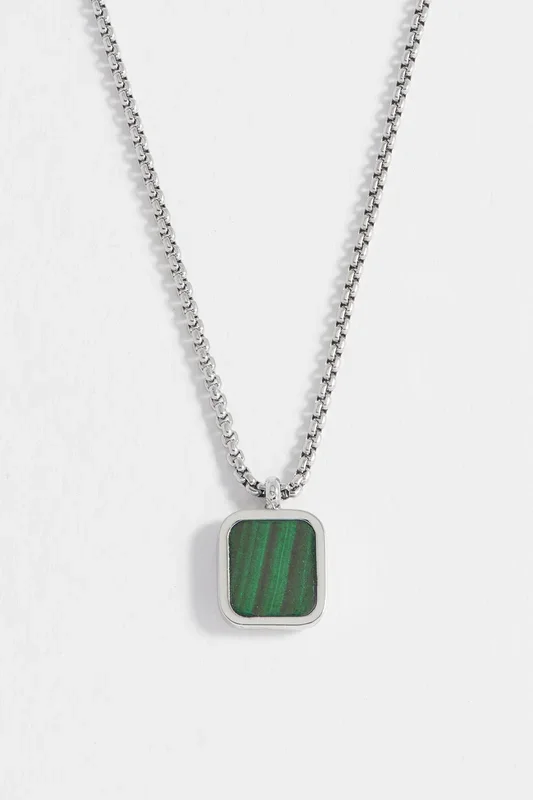 Men’s Square Gemstone Pendant Necklace