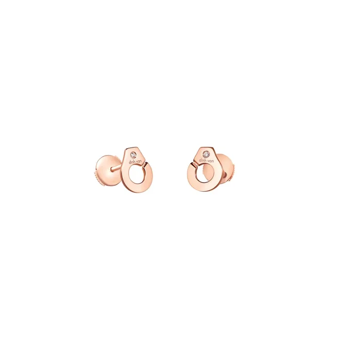 Menottes dinh van R7.5 ear studs in rose gold and diamonds 867315 – Lepage