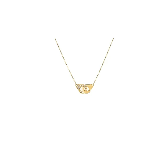 Menottes dinh van R8 necklace in yellow gold and diamonds | LEPAGE