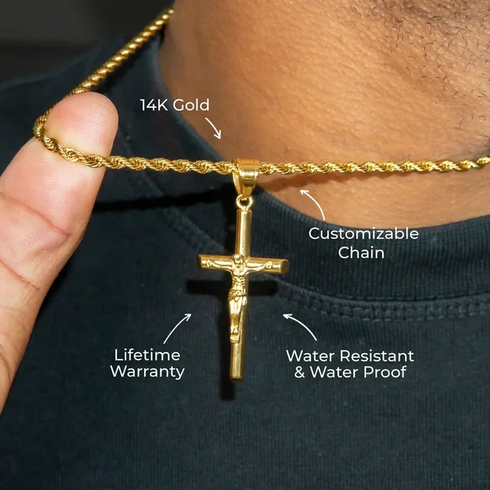 Mens Jewelry – 14K Gold Crucifix Necklace | Appx. 6 Grams