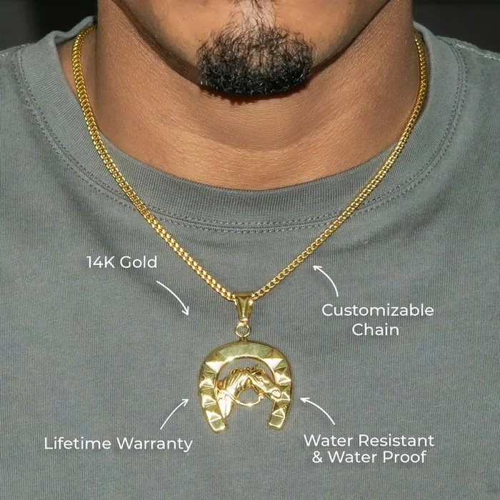 Mens Jewelry – 14K Gold Horse Shoe Necklace | Appx. 12 Grams
