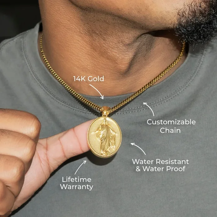 Mens Jewelry – 14K Gold Jesus Necklace | Appx. 11 Grams