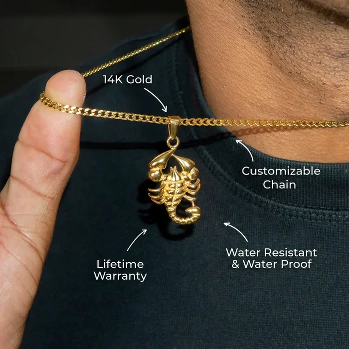 Mens Jewelry – 14K Gold Scorpion Necklace | Appx. 6.2 Grams