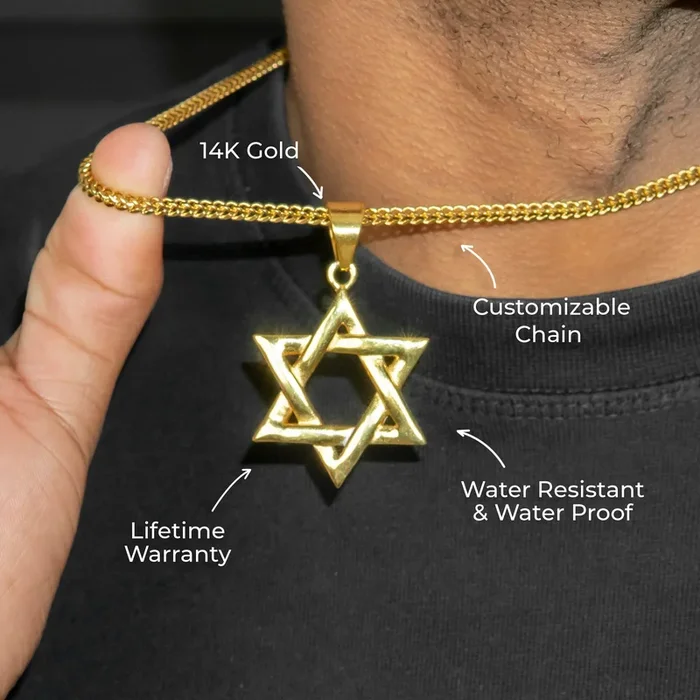 Mens Jewelry – 14K Gold Star of David Necklace | Appx. 12 Grams