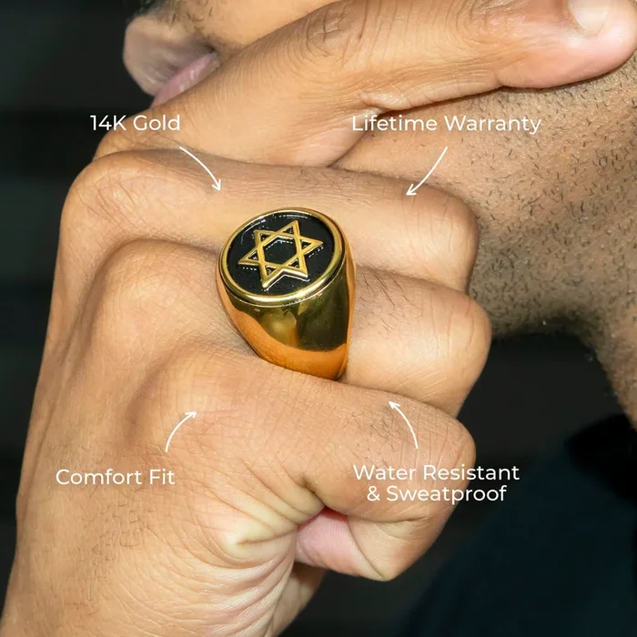 Mens Jewelry – Star of David Gold Pinky Ring | 25 Grams