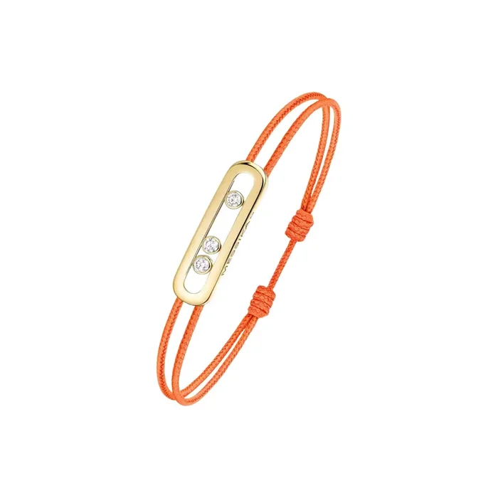 Messika Care(s) women’s bracelet Orange cord in yellow gold and diamonds – Lepage