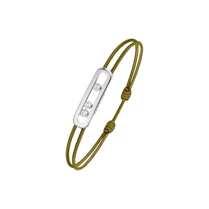 Messika Care(s) women’s cord green bracelet in white gold and diamonds – Lepage